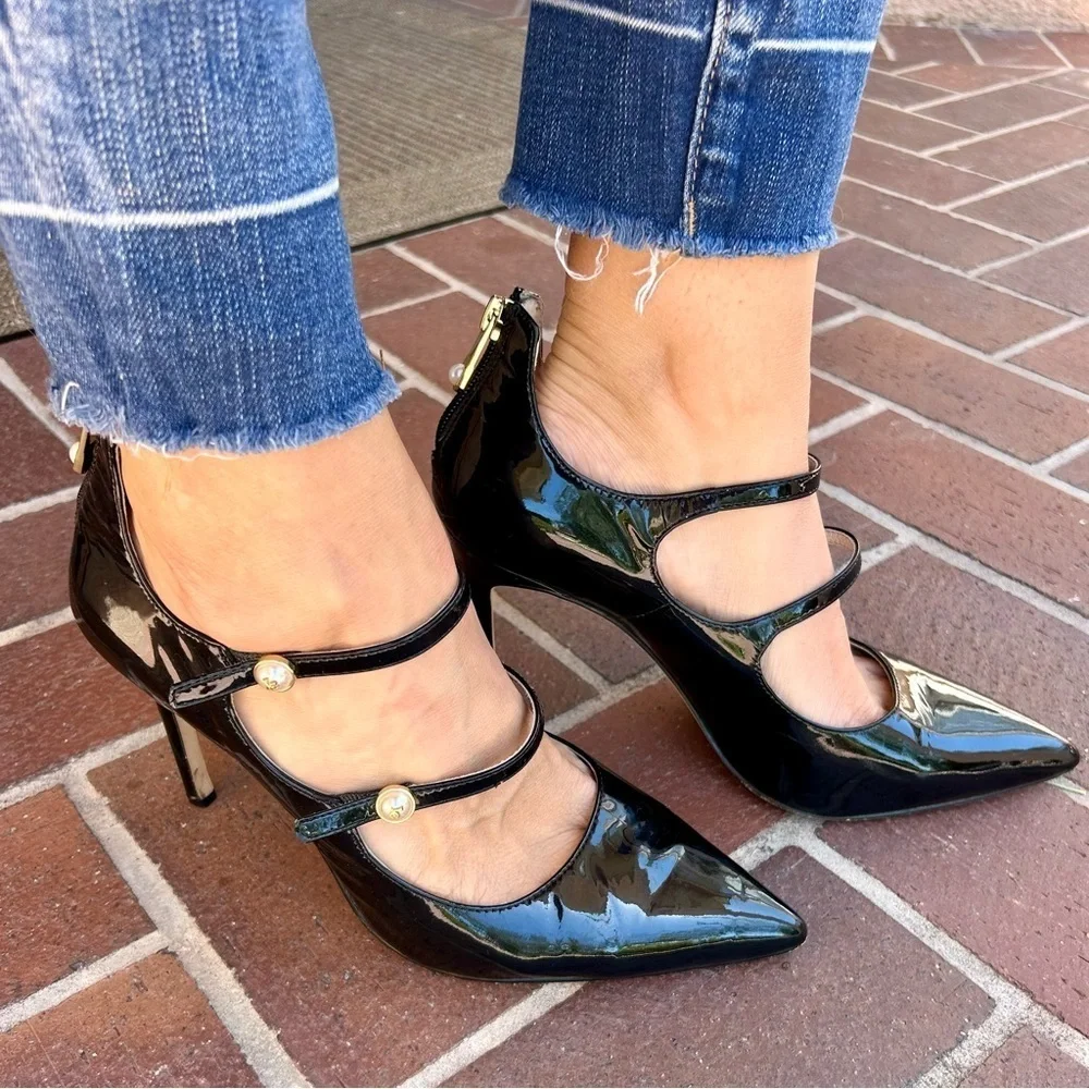 Louise et Cie Jolanie Pump Witchy Mary Jane Heels Black Patent Leather Size 10